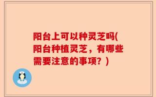 阳台上可以种灵芝吗(阳台种植灵芝，有哪些需要注意的事项？)