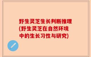 野生灵芝生长判断推理(野生灵芝在自然环境中的生长习性与研究)