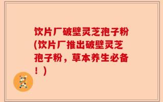 饮片厂破壁灵芝孢子粉(饮片厂推出破壁灵芝孢子粉，草本养生必备！)