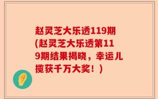 赵灵芝大乐透119期(赵灵芝大乐透第119期结果揭晓，幸运儿揽获千万大奖！)