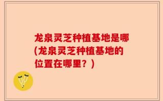 龙泉灵芝种植基地是哪(龙泉灵芝种植基地的位置在哪里？)