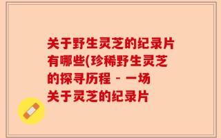 关于野生灵芝的纪录片有哪些(珍稀野生灵芝的探寻历程 - 一场关于灵芝的纪录片