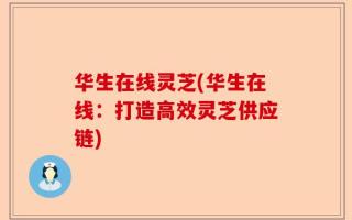 华生在线灵芝(华生在线：打造高效灵芝供应链)