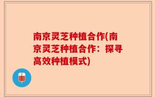 南京灵芝种植合作(南京灵芝种植合作：探寻高效种植模式)
