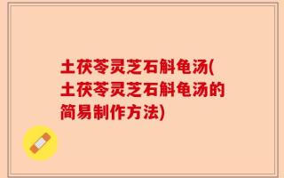 土茯苓灵芝石斛龟汤(土茯苓灵芝石斛龟汤的简易制作方法)