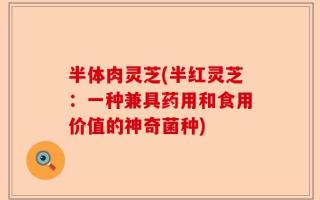 半体肉灵芝(半红灵芝：一种兼具药用和食用价值的神奇菌种)