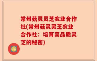 常州菇灵灵芝农业合作社(常州菇灵灵芝农业合作社：培育高品质灵芝的秘密)