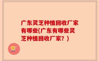 广东灵芝种植回收厂家有哪些(广东有哪些灵芝种植回收厂家？)