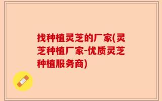 找种植灵芝的厂家(灵芝种植厂家-优质灵芝种植服务商)