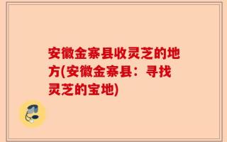 安徽金寨县收灵芝的地方(安徽金寨县：寻找灵芝的宝地)