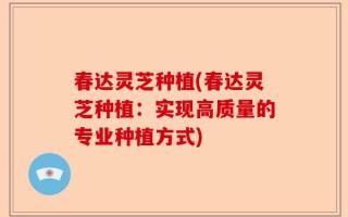 春达灵芝种植(春达灵芝种植：实现高质量的专业种植方式)