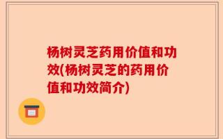 杨树灵芝药用价值和功效(杨树灵芝的药用价值和功效简介)