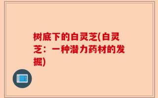 树底下的白灵芝(白灵芝：一种潜力药材的发掘)