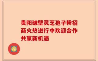 贵阳破壁灵芝孢子粉招商火热进行中欢迎合作共赢新机遇