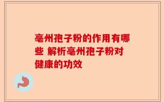 亳州孢子粉的作用有哪些 解析亳州孢子粉对健康的功效