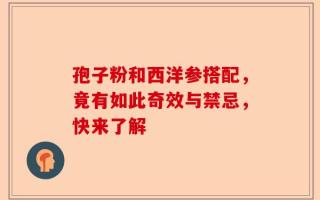 孢子粉和西洋参搭配，竟有如此奇效与禁忌，快来了解