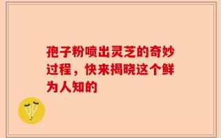 孢子粉喷出灵芝的奇妙过程，快来揭晓这个鲜为人知的