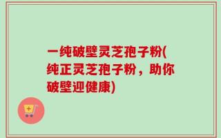 一纯破壁灵芝孢子粉(纯正灵芝孢子粉，助你破壁迎健康)