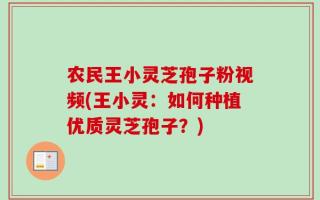 农民王小灵芝孢子粉视频(王小灵：如何种植优质灵芝孢子？)