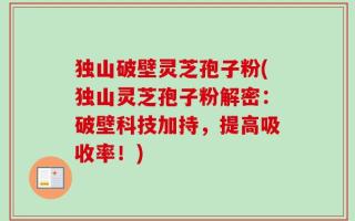 独山破壁灵芝孢子粉(独山灵芝孢子粉解密：破壁科技加持，提高吸收率！)