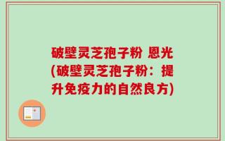 破壁灵芝孢子粉 恩光(破壁灵芝孢子粉：提升免疫力的自然良方)