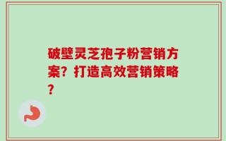 破壁灵芝孢子粉营销方案？打造高效营销策略？
