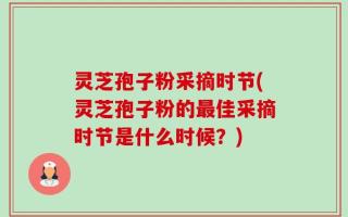 灵芝孢子粉采摘时节(灵芝孢子粉的最佳采摘时节是什么时候？)