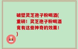破壁灵芝孢子粉喝酒(重磅！灵芝孢子粉喝酒竟有这些神奇的效果！)