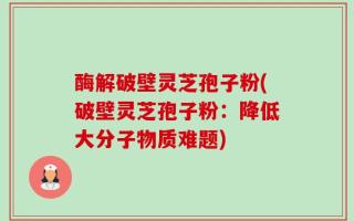 酶解破壁灵芝孢子粉(破壁灵芝孢子粉：降低大分子物质难题)