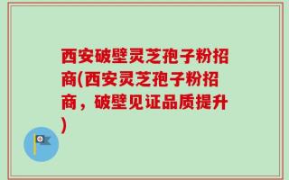 西安破壁灵芝孢子粉招商(西安灵芝孢子粉招商，破壁见证品质提升)