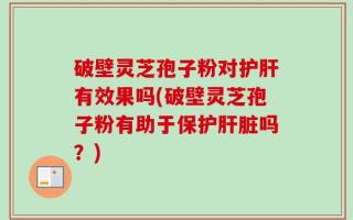破壁灵芝孢子粉对护肝有效果吗(破壁灵芝孢子粉有助于保护肝脏吗？)