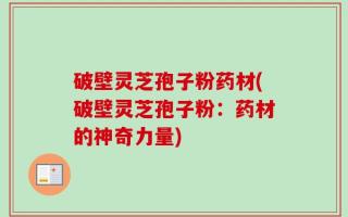 破壁灵芝孢子粉药材(破壁灵芝孢子粉：药材的神奇力量)
