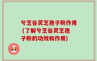 兮芝谷灵芝孢子粉作用 (了解兮芝谷灵芝孢子粉的功效和作用)