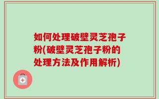 如何处理破壁灵芝孢子粉(破壁灵芝孢子粉的处理方法及作用解析)
