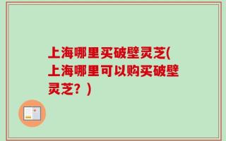 上海哪里买破壁灵芝(上海哪里可以购买破壁灵芝？)