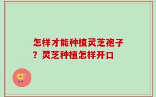怎样才能种植灵芝孢子？灵芝种植怎样开口