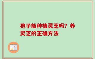 孢子能种植灵芝吗？养灵芝的正确方法