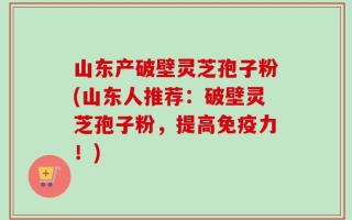 山东产破壁灵芝孢子粉(山东人推荐：破壁灵芝孢子粉，提高免疫力！)