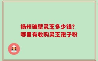 扬州破壁灵芝多少钱？哪里有收购灵芝孢子粉