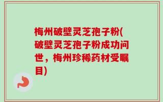 梅州破壁灵芝孢子粉(破壁灵芝孢子粉成功问世，梅州珍稀药材受瞩目)