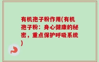 有机孢子粉作用(有机孢子粉：身心健康的秘密，重点保护呼吸系统)