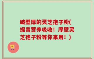 破壁厚的灵芝孢子粉(提高营养吸收！厚壁灵芝孢子粉等你来用！)