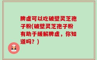 脾虚可以吃破壁灵芝孢子粉(破壁灵芝孢子粉有助于缓解脾虚，你知道吗？)