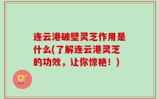 连云港破壁灵芝作用是什么(了解连云港灵芝的功效，让你惊艳！)