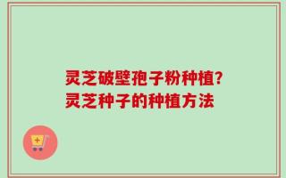 灵芝破壁孢子粉种植？灵芝种子的种植方法