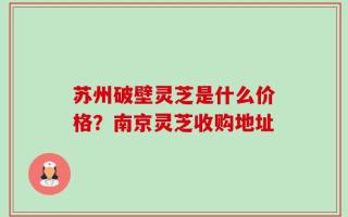 苏州破壁灵芝是什么价格？南京灵芝收购地址