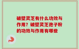 破壁灵芝有什么功效与作用？破壁灵芝孢子粉的功效与作用有哪些