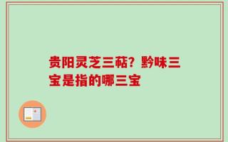 贵阳灵芝三萜？黔味三宝是指的哪三宝