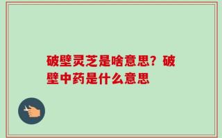破壁灵芝是啥意思？破壁中药是什么意思