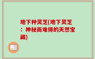 地下种灵芝(地下灵芝：神秘而难得的天然宝藏)